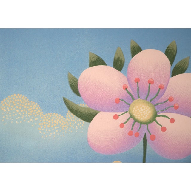 Printmaking Materials Pink Flowers - Limited Edition Naive Serigraph by Ivan Rabuzin For Sale - Image 7 of 11