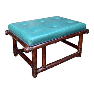 Vintage 1950’s McGuire Bamboo Ottoman For Sale