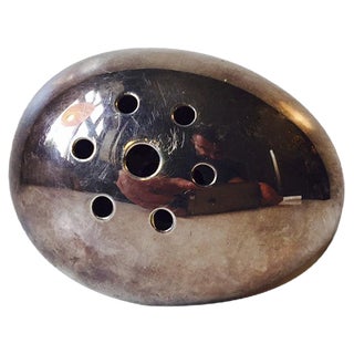 Modernist Egg-Shaped Silver Flower Vase by Carl Cohr, 1950s For Sale