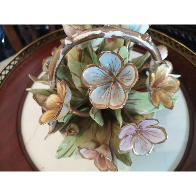 Porcelain Flowers Bouquet Flower Basket, 1960s For Sale - Image 4 of 16