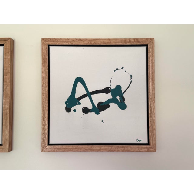 2010s Paintings “Echos in Teal” by Chae Flux - Set of 3, Framed For Sale - Image 5 of 7
