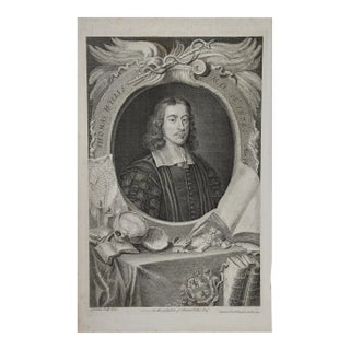 Thomas Willis, Md, 17th C. Pioneer of Neurology & Psychiatry: 18th C. Portrait, by George Vertue, 1742 For Sale