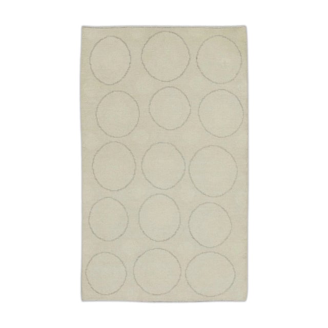 Early 21st Century Cream Geometric Design Handwoven Wool Turkish Oushak Rug 3' X 4'8" For Sale In Houston - Image 6 of 6