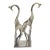 Vintage Italian Handmade Genuine Silver Modern Design Giraffes Figurine Miniature For Sale