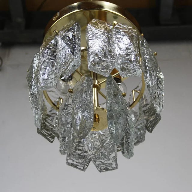 Hollywood Regency Vintage Gold Crystal & Metal Ceiling Lamp from Kalmar For Sale - Image 3 of 9