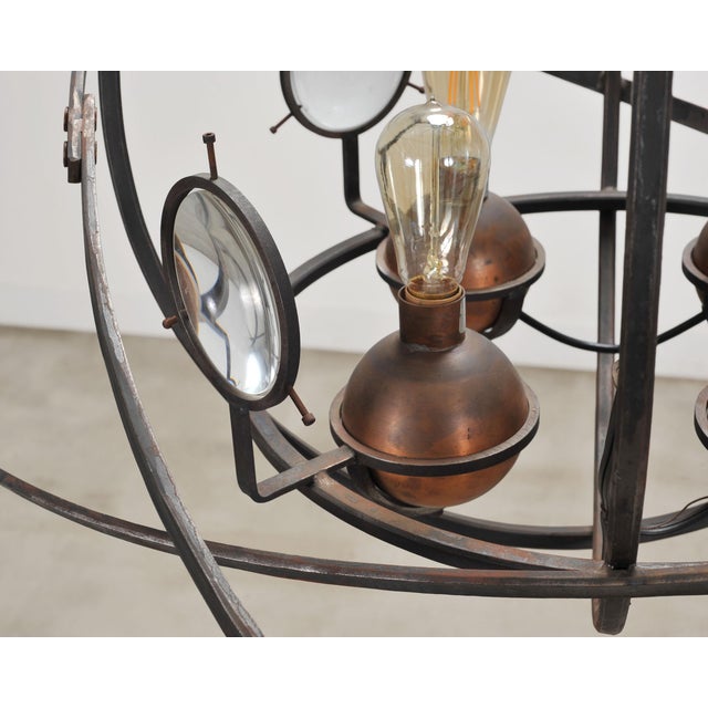 Orbital Atomic Age Iron and Copper Chandelier by Jefferson Mack For Sale - Image 13 of 18