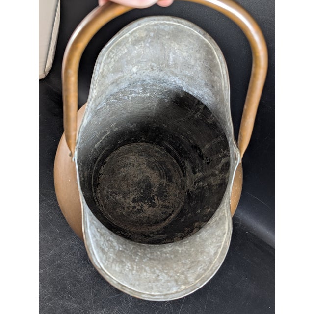 Late 19th Century Antique Galvanized Steel & Copper Water Jug Pitcher Double Spout 14" For Sale - Image 5 of 9