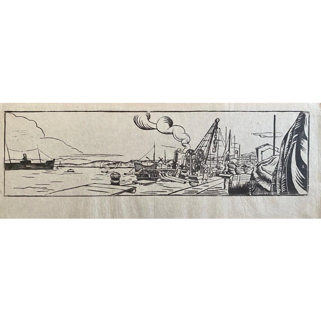 In The Port is an original woodcut print realized by Unknown Artist of the early 20th Century. In very good conditions....