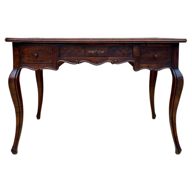 Early 20th Century French Desk Carved Table with Three Drawers, 1930s For Sale - Image 15 of 18