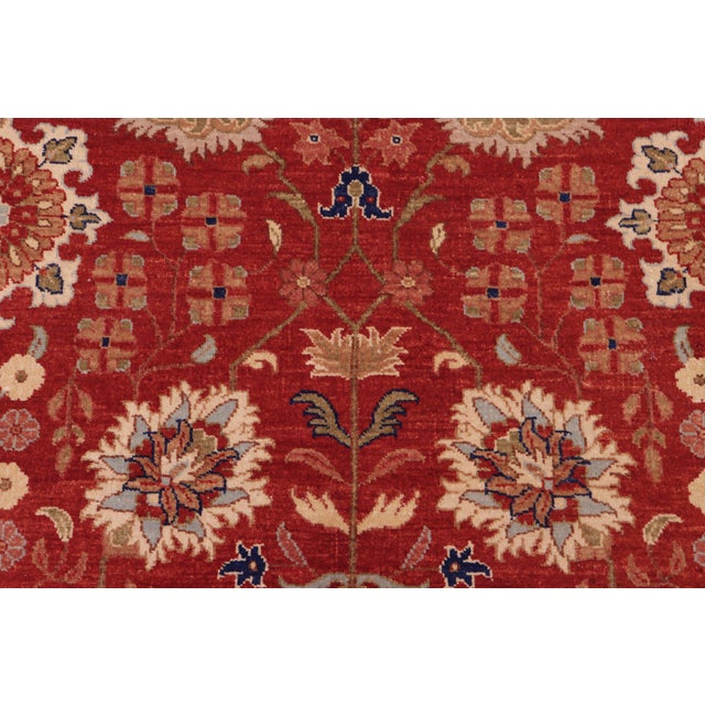 1990s Shabby Chic Red/Ivory Wool Rug - 8'2'' X 10'3'' For Sale - Image 5 of 10