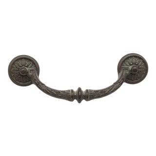 Victorian 7.125 In. Dark Patina Brass Bail Drawer Pull For Sale