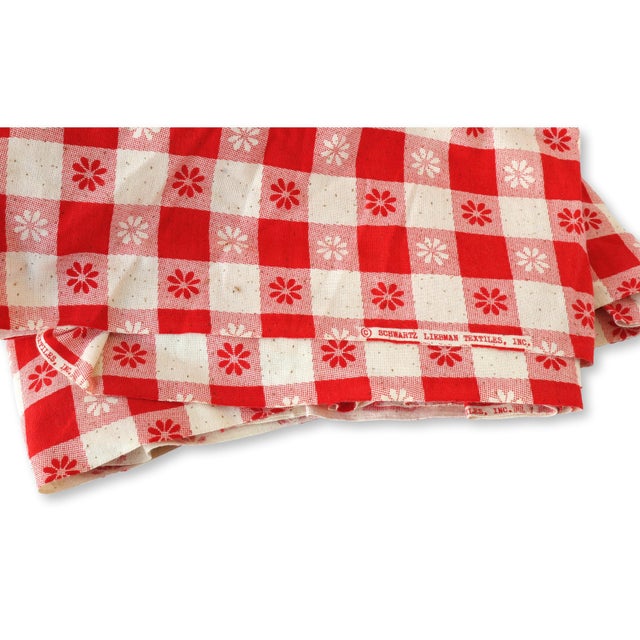 1960s Schwartz Leibman Red Checkerboard Fabric, 9.5 Yards For Sale - Image 4 of 4