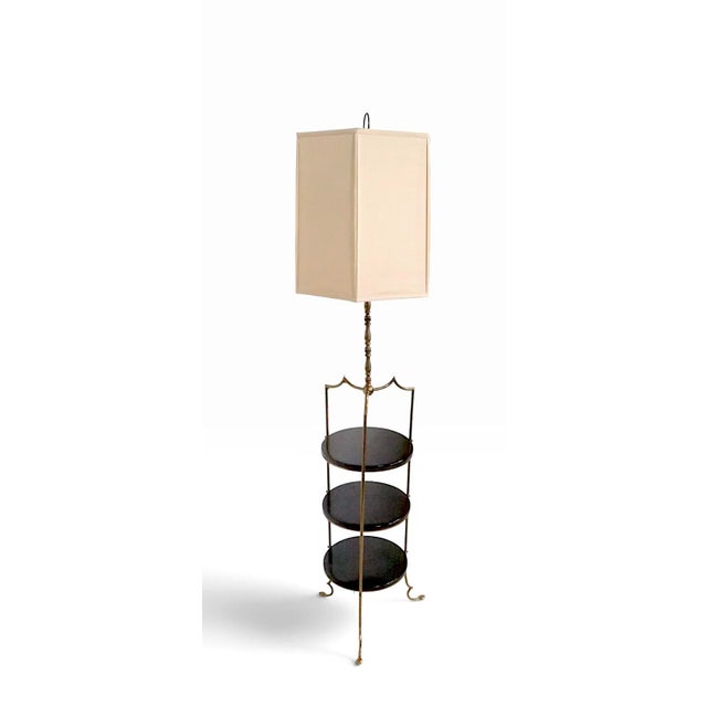 Hollywood Regency Mid 20th Century Regency Three Tier Floor Lamp Shelf For Sale - Image 3 of 13