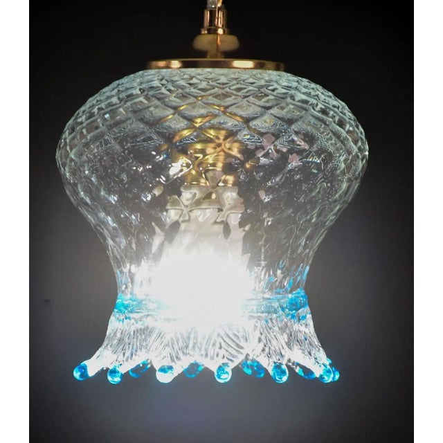 1980s Murano Glass Pendant Lights, Blue & Transparent - Set of 5 For Sale - Image 4 of 11