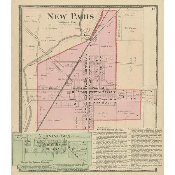 Antique Map of New Paris and Morning Sun, 1871 For Sale - Image 3 of 6