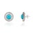 14k Gold 3.14ct Turquoise Cabochon & Diamond Double Halo Stud Earrings- A Pair For Sale - Image 4 of 15