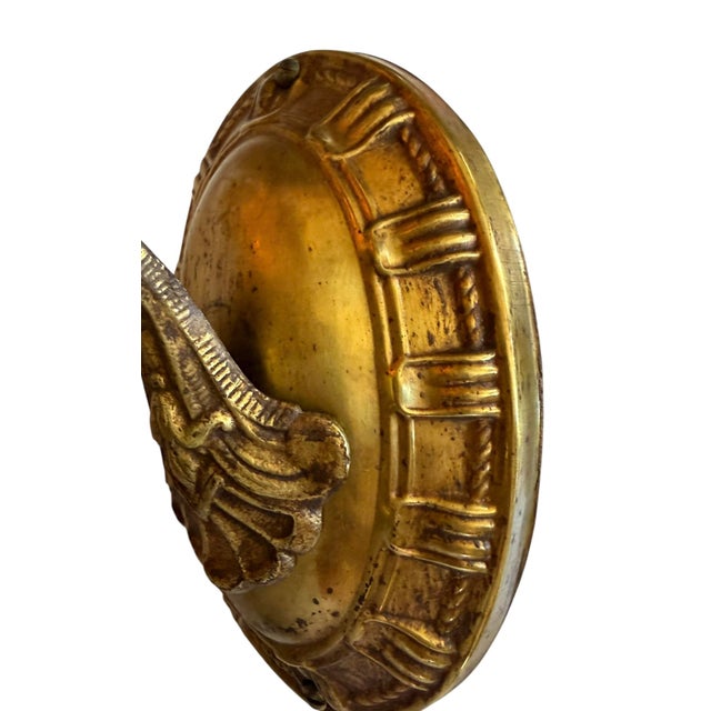 1920s Victorian Wheel Cut Etched Flower Wall Sconces on Original Brass Holders - Pair For Sale In Los Angeles - Image 6 of 7
