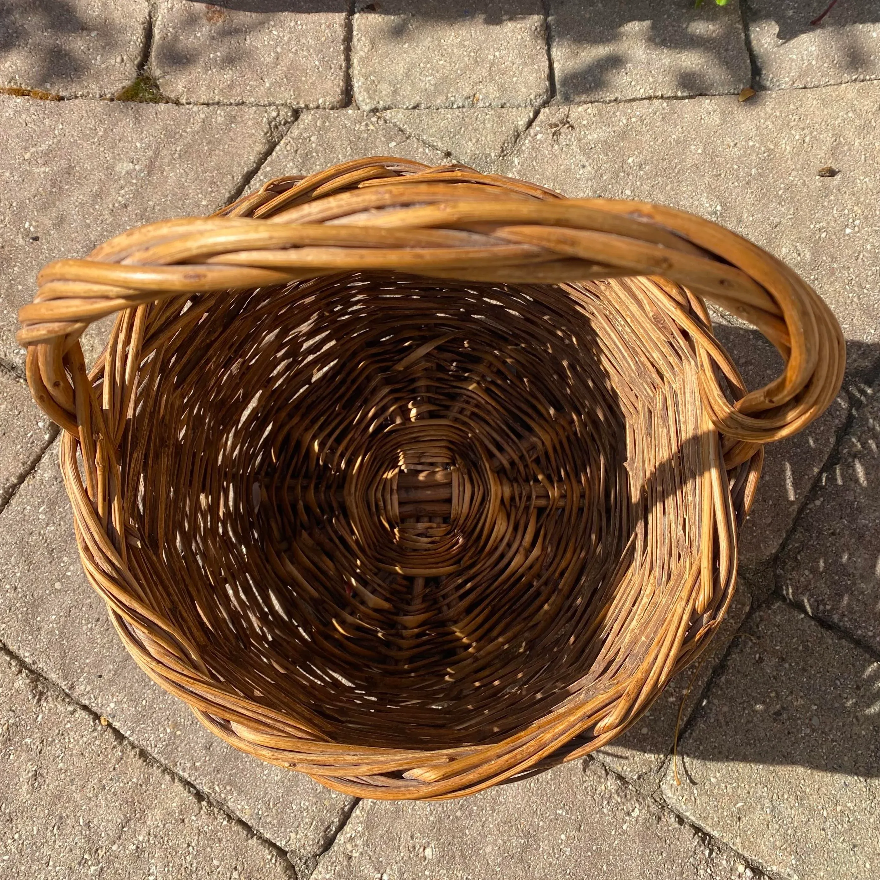Vintage French Woven Wicker Basket With Handle | Chairish