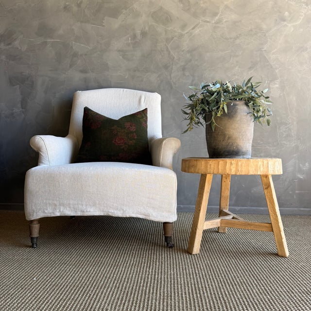 This solid stump slice was turned into a side table or stool. The solid thick top has a beautiful movement with unique...