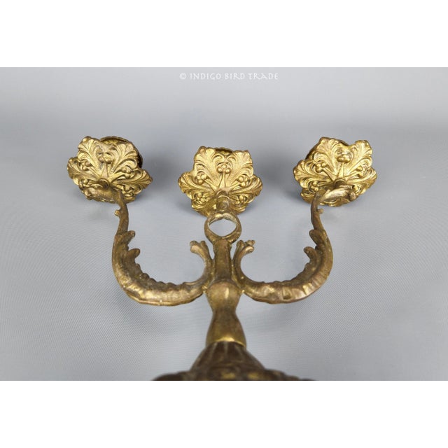 19th Century 1800s Pair of French Gilt Bronze Candelabras Louis XV Style For Sale - Image 5 of 8