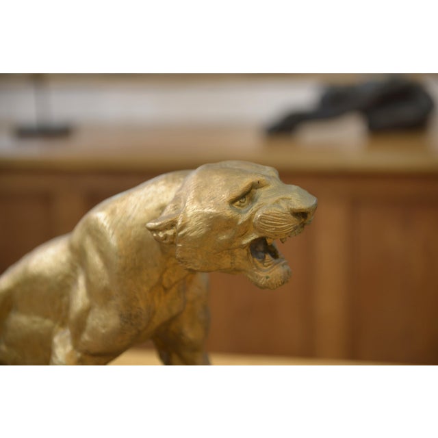 Thomas Cartier, Bronze Panther on a Stone Base, 1900, Bronze, in Very Good conditions. Designed 1890 to 1919
