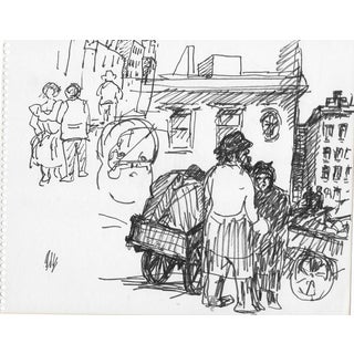 1970s Hayward Cirker European Cityscape Drawing For Sale
