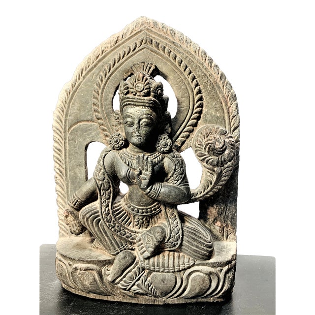Antique Late Malla Period Nepalese Hand Carved Stone Buddha Bodisattva