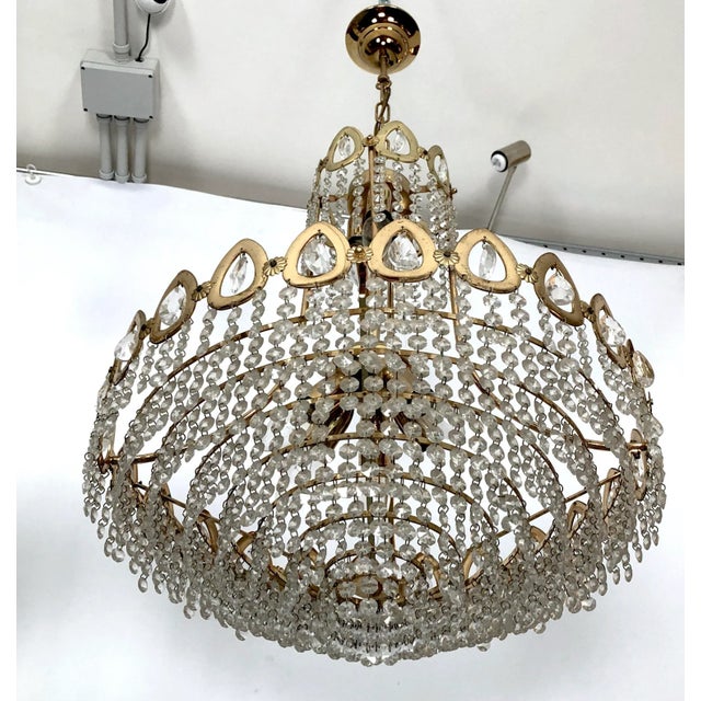 Gilt and Crystal Chandeliers from Sciolari, 1970s, Set of 2 For Sale - Image 13 of 15