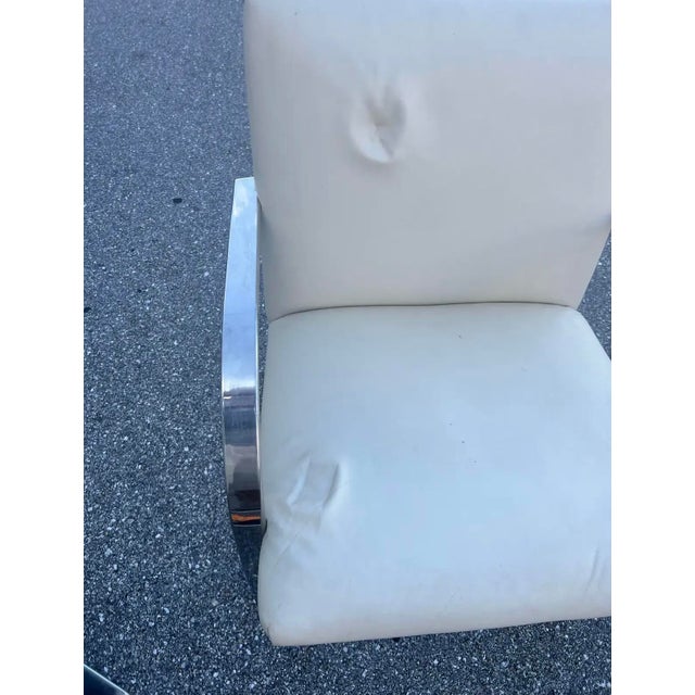 1980s Set of 8 in the Style of Mies Van Der Rohe / Knoll Flat Bar Brno Arm Chairs For Sale - Image 5 of 10