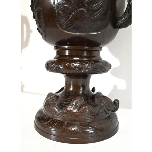Antique Japanese Bronze Vases, Set of 2 For Sale - Image 17 of 18