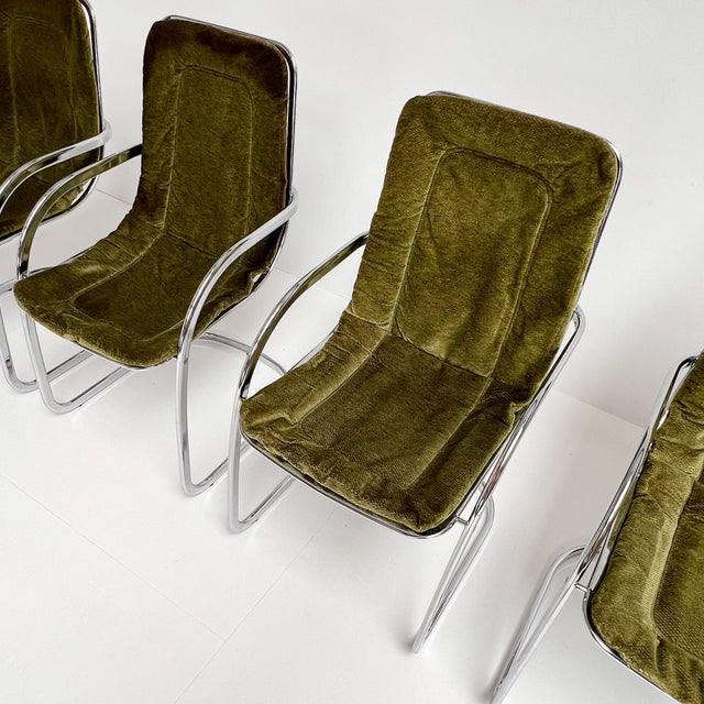 Green Vintage Chrome Wire Chairs by Gastone Rinaldi for Rima, 1960s, Set of 4 For Sale - Image 8 of 15