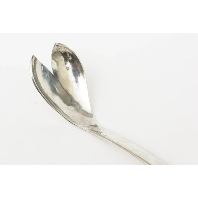 1980s Vintage Sterling Silver Modernist Salad Servers or Serving Pieces 80's For Sale - Image 5 of 9