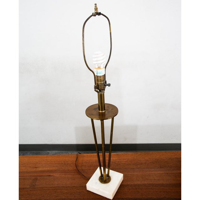 1960s 1960s Mid Century Modern Marble White Base Table Lamp For Sale - Image 5 of 7
