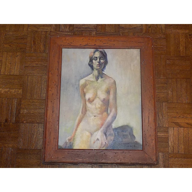 Vintage 20th Century Impressionist Female Nude Oil/Canvas - Listed American Artist - Signed & Framed For Sale - Image 9 of 10