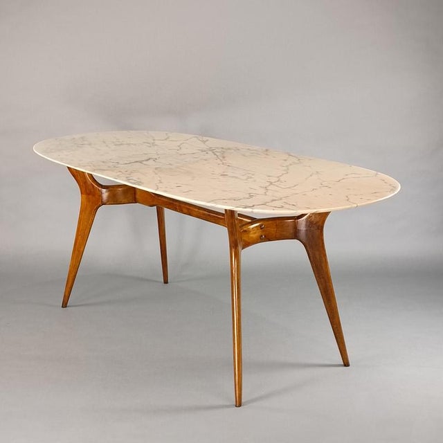 Table with Oval Marble Top in Beech and Marble, 1950s For Sale - Image 15 of 15