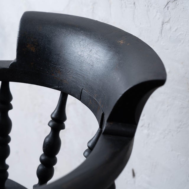 Wood Captain's Chair in Black, c.1880 For Sale - Image 7 of 18