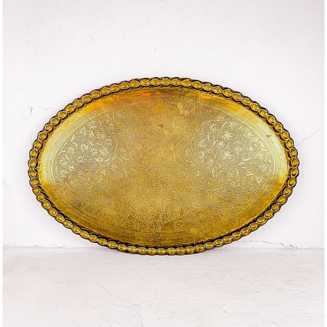 Mid 20th Century Midcentury Modern Brass Tray Table With Base For Sale - Image 5 of 15