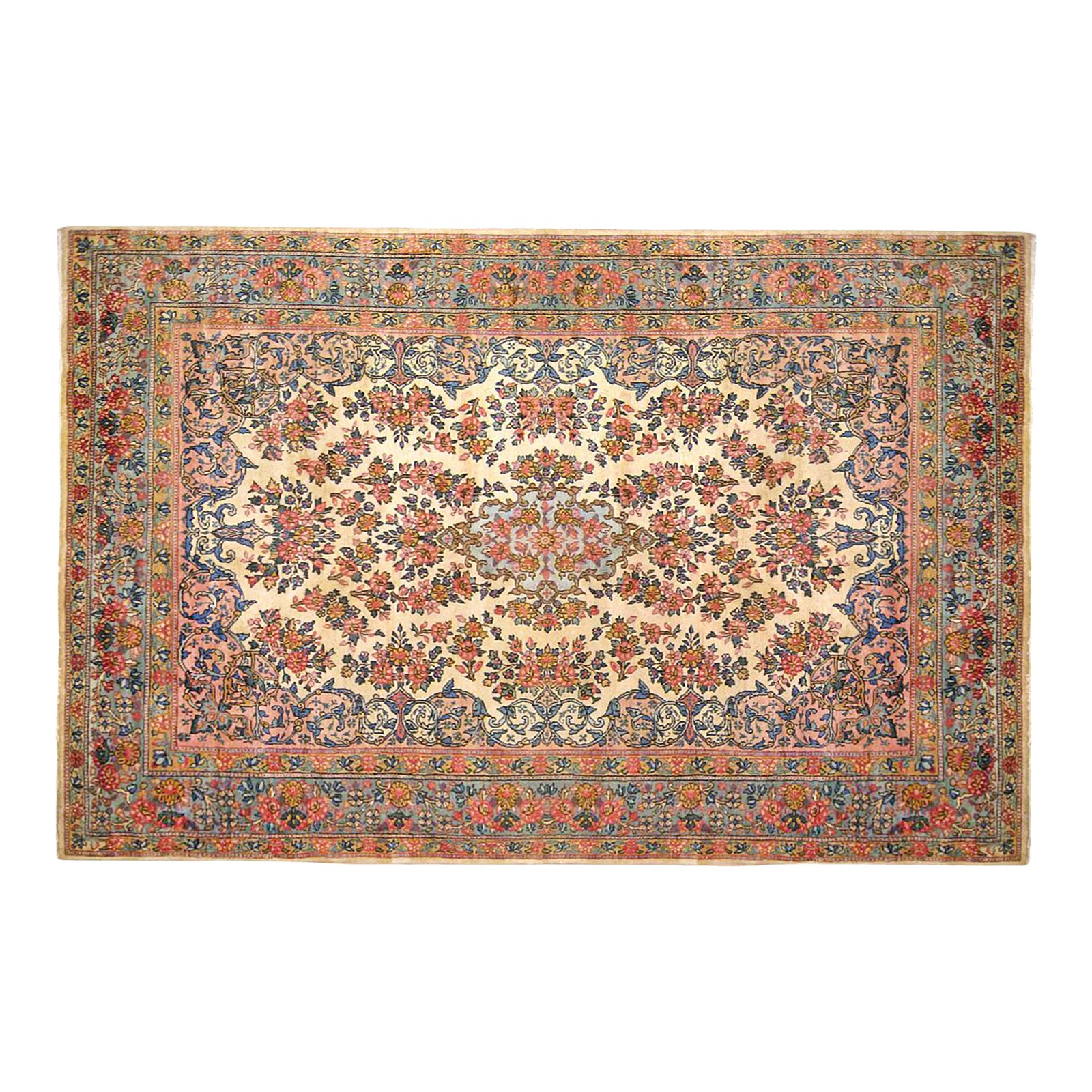 Antique Persian Kerman Oriental Rug, Room Size, with a Central ...