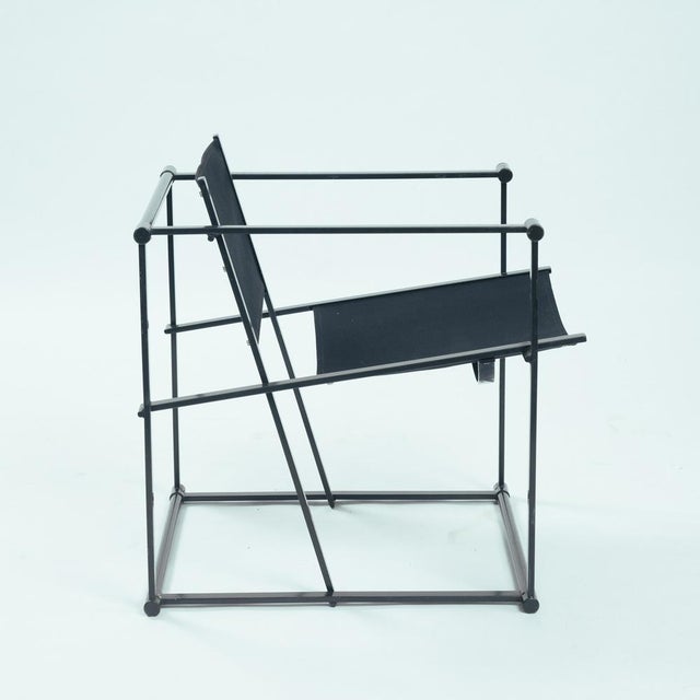 Postmodern Cubic Leather and Steel FM60 Easy Chair by Radboud Van Beekum for Pastoe, 1980s For Sale - Image 3 of 17