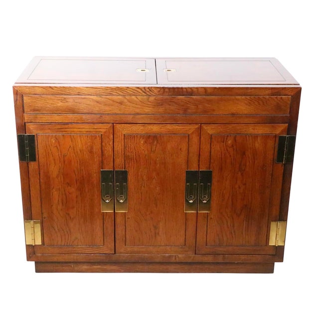 Wood Campaign Style Dry Bar by Heneredon C. 1970/90's For Sale - Image 7 of 14