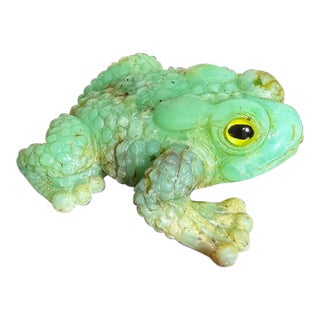 Vintage Hand Carved Chrysoprase Semi Precious Stone, Frog For Sale