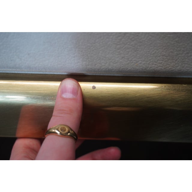 Cream 1970s Mid-Century Ivory Console Table on Brass Legs Attributed to Mastercraft For Sale - Image 8 of 8