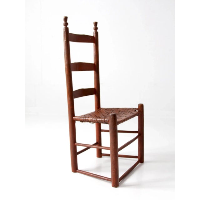 Brown Antique Splint Weave Seat Chair For Sale - Image 8 of 13