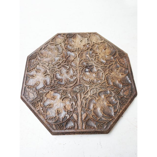Bohemian Eastern Anglo-Indian Hand Carved Wooden Octagonal Side Table, 1900s For Sale - Image 15 of 18