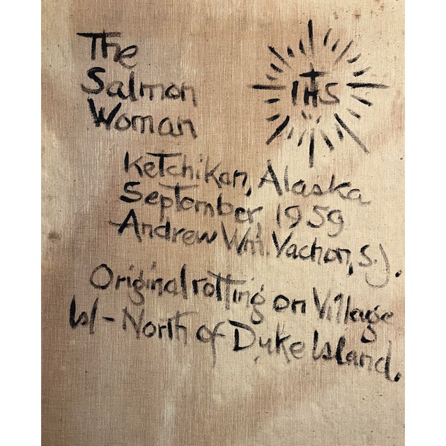 1959 Andrew William Vachon s.j. "The Salmon Woman" Oil Canvas Impasto Painting For Sale In Los Angeles - Image 6 of 7