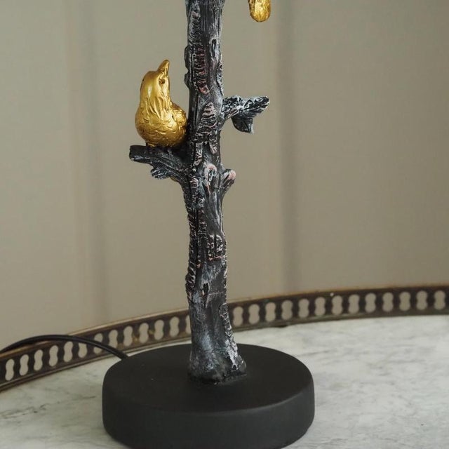 Mid-Century Table Lamp in Black and Gold Bird Motif For Sale - Image 3 of 5