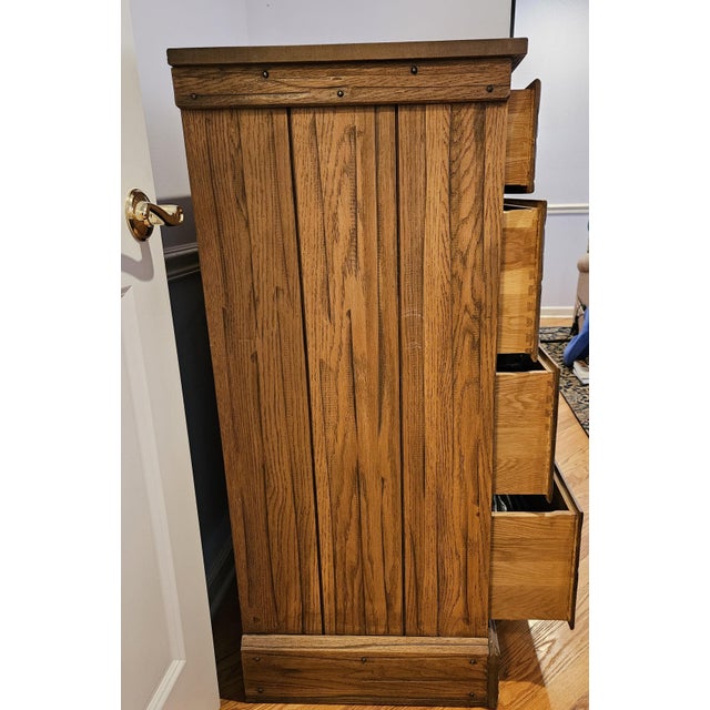 Wood Late 20th Century Ranch Oak Dresser For Sale - Image 7 of 7
