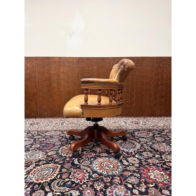 English Chesterfield Desk Chair For Sale - Image 3 of 8