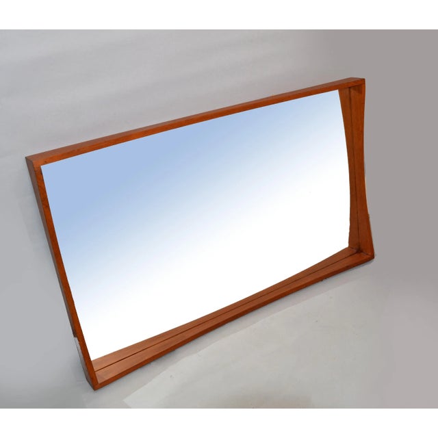 Pedersen & Hansen Pedersen & Hansen Scandinavian Modern Rectangle Dovetailed Teak Wall Mirror 1960 For Sale - Image 4 of 12