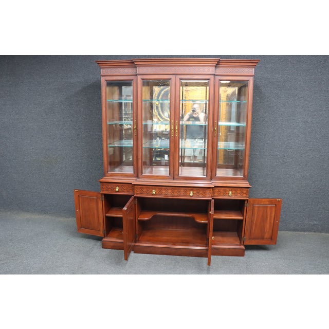Traditional Henkel Harris Wild Black Cherry Breakfront China Cabinet, 1996 For Sale - Image 3 of 18
